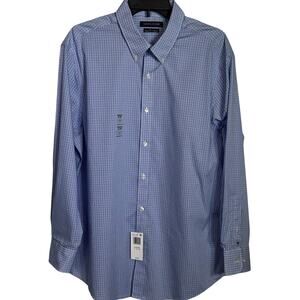 Tommy Hilfiger Men's Flex Slim Fit Stretch Twill Dress Shirt Blue 17 32/33 $85